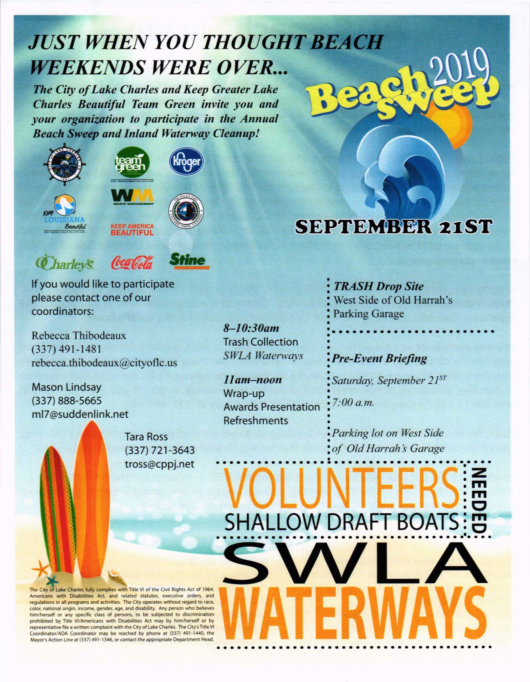 2019 Beach Sweep flyer