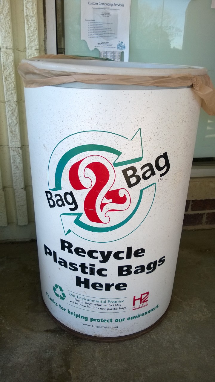 plastic bag recycle bin found at store