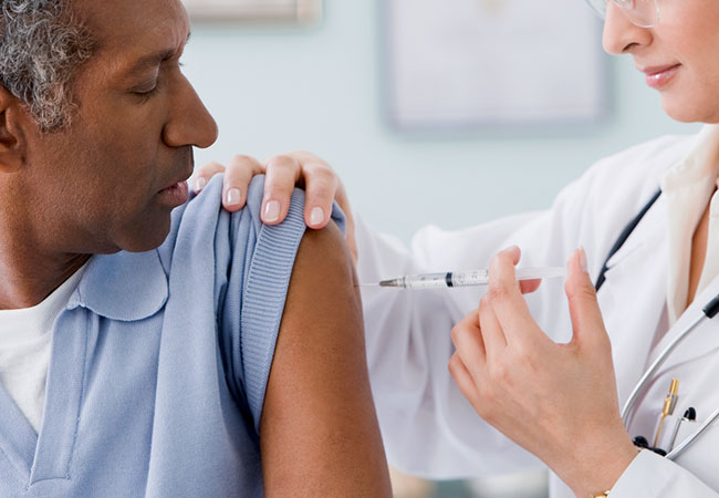 Older resident getting the COVID-19 vaccine