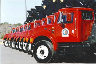 Public Works trucks lined up