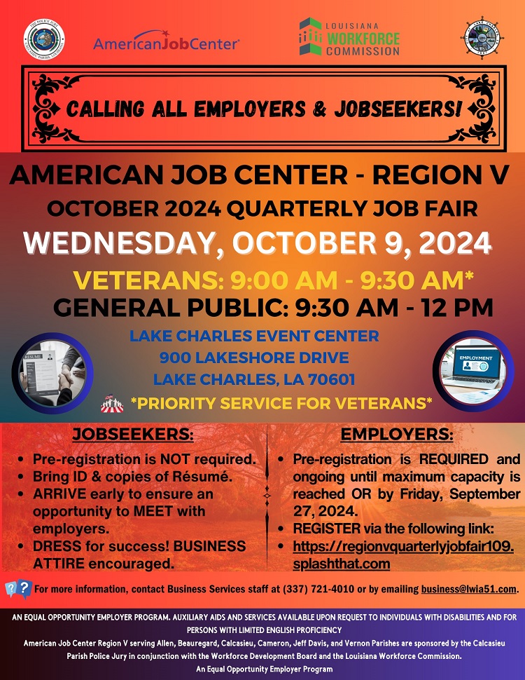 American Job Center job fair on Oct. 9, 2024