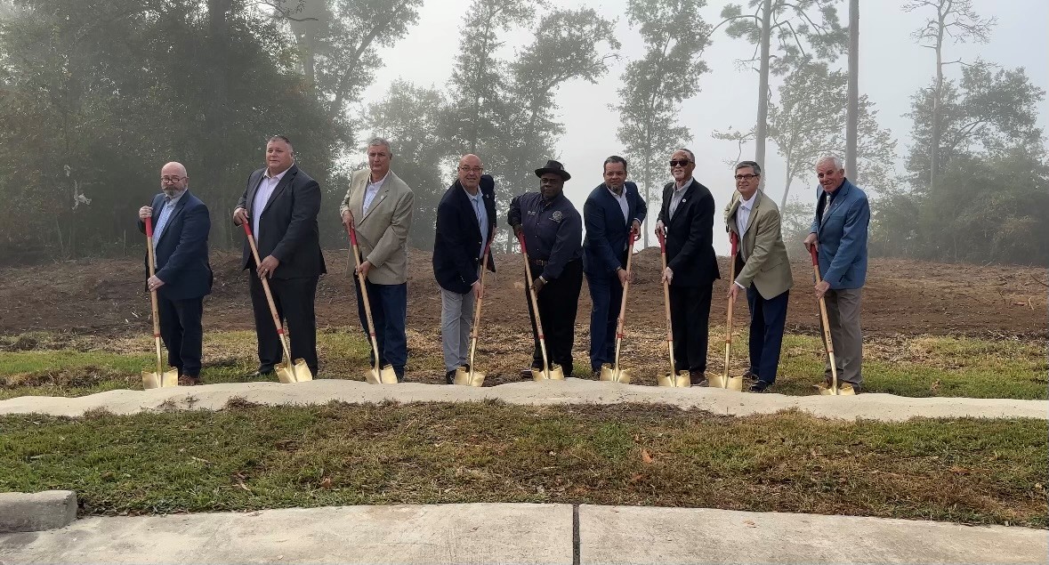 Police Jury officials break ground on the River Bluff Park Pavilion and Walking Path Project on Oct. 23, 2024.